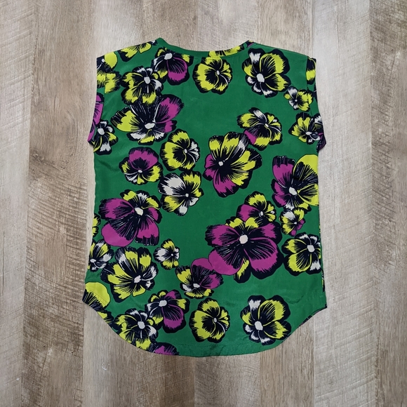 J. Crew Green Floral Print Top Size 4 - Picture 2 of 7